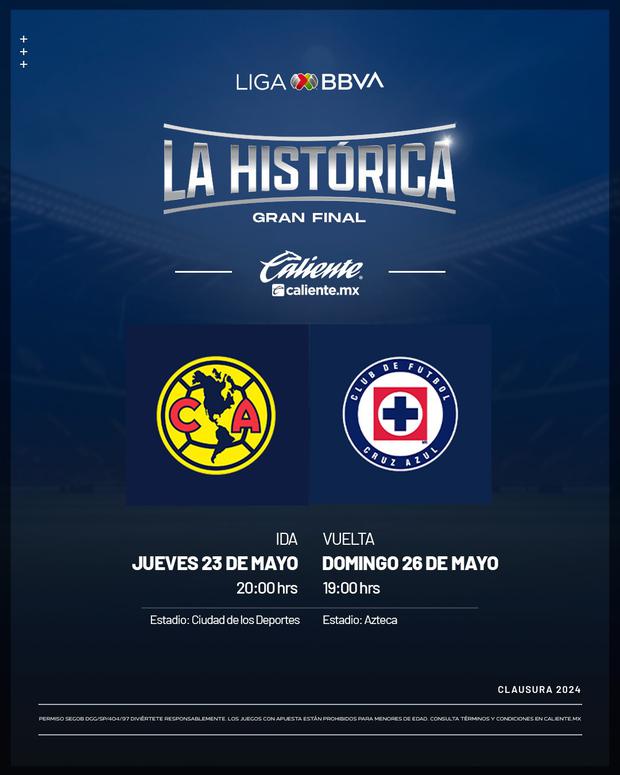 Liga MX confirmó los horarios de los partido de ida y vuelta de la final entre América vs. Cruz Azul. (Foto: @LigaBBVAMX).