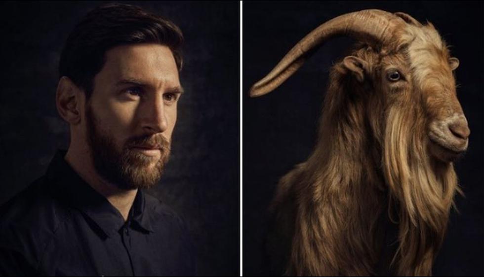 Lionel Messi junto a una cabra, para la producción de la revista Paper.