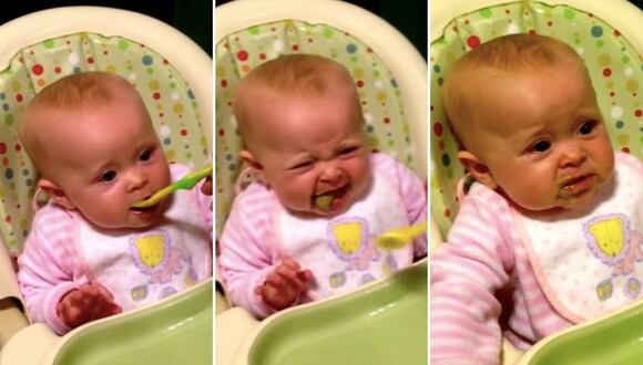 Una bebé probó por primera vez una comida y su reacción dejó boquiabierto a todos en las redes sociales. (Foto: Jomantgixxer en YouTube)