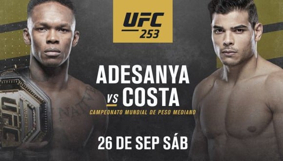 Israel Adesanya defenderá el título de peso mediano contra Paulo Costa el 26 de septiembre en el UFC 253. (UFC)