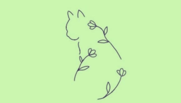 En esta imagen, cuyo fondo es de color verde, se aprecia el dibujo de un gato y el de unas flores. (Foto: MDZ Online)