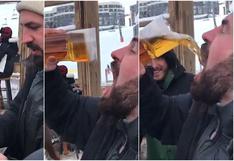 Un final totalmente increíble: quiso beber una cerveza congelada sin imaginar cómo terminaría [VIDEO]