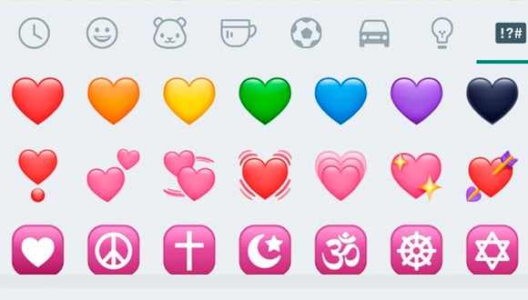 De los 19 corazones que encontramos en la sección de símbolos de WhatsApp hay uno en específico para lamentar la muerte de alguien o dar el pésame a través de la app (Foto: WhatsApp)