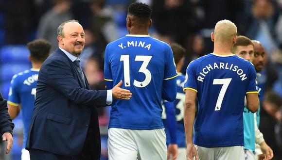 Yerry Mina es habitual titular de Rafael Benítez en Everton. (Foto: Getty Images)