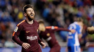 Lo sufre Salah: Messi marcó dos golazos, completó triplete ante Depor y va por la Bota de Oro 2018 [VIDEO]