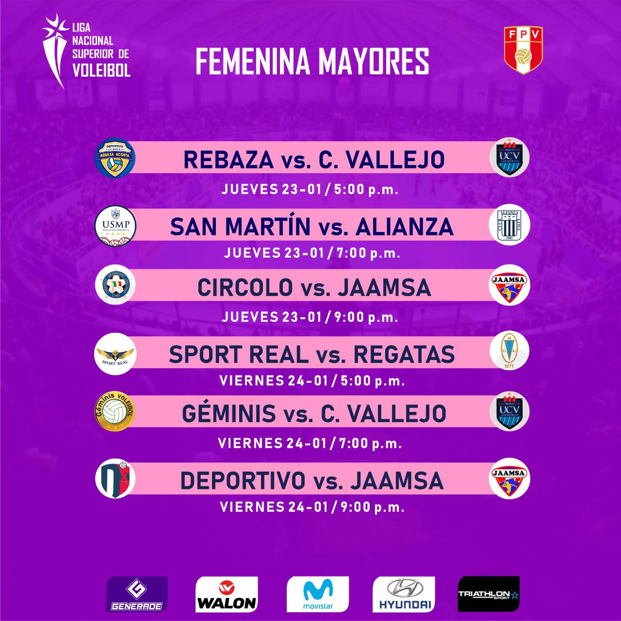 Programación en el reinicio de la Liga Femenina. (LNSV)