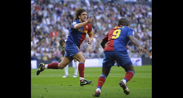 Carles Puyol celebra el su gol para el 2-0 ante Real Madrid. (Foto: AFP)