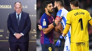 ''No es jugada de VAR'': presidente de LaLiga se pronunció sobre presunta falta de Suárez con Barcelona