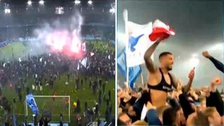 Sergio Peña en hombros: Hinchas del Malmö invadieron campo de juego para festejar título