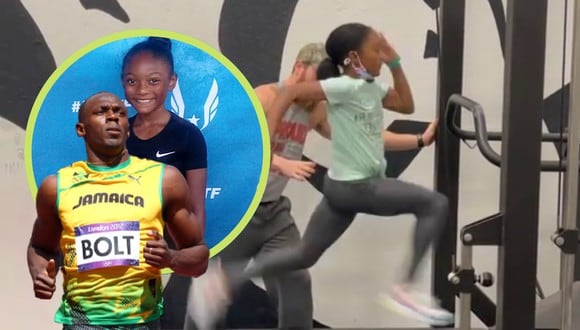 Un video viral muestra el increíble talento de una niña para correr y que llevó a considerarla por muchos como una eventual sucesora de Usain Bolt. | Crédito: @faithfocusfinish / Instagram / wric.com / Composición.