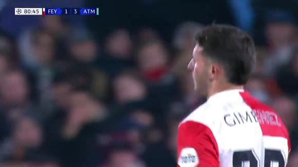 Autogol de Santiago Giménez en el Feyenoord vs. Atlético de Madrid (Video: @SC_ESPN).