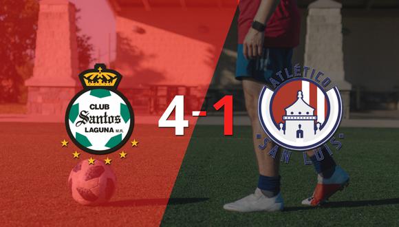 Santos Laguna fue contundente y goleó 4-1 a Atl. de San Luis
