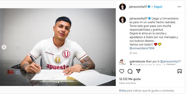 La publicación de Jairo Concha en redes sociales. (Captura: Instagram)