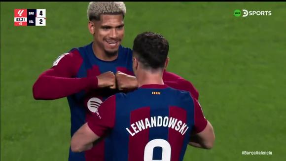 Gol de Lewandowski para el 4-2 de Barcelona vs. Valencia por LaLiga. (Vídeo: @DSports).