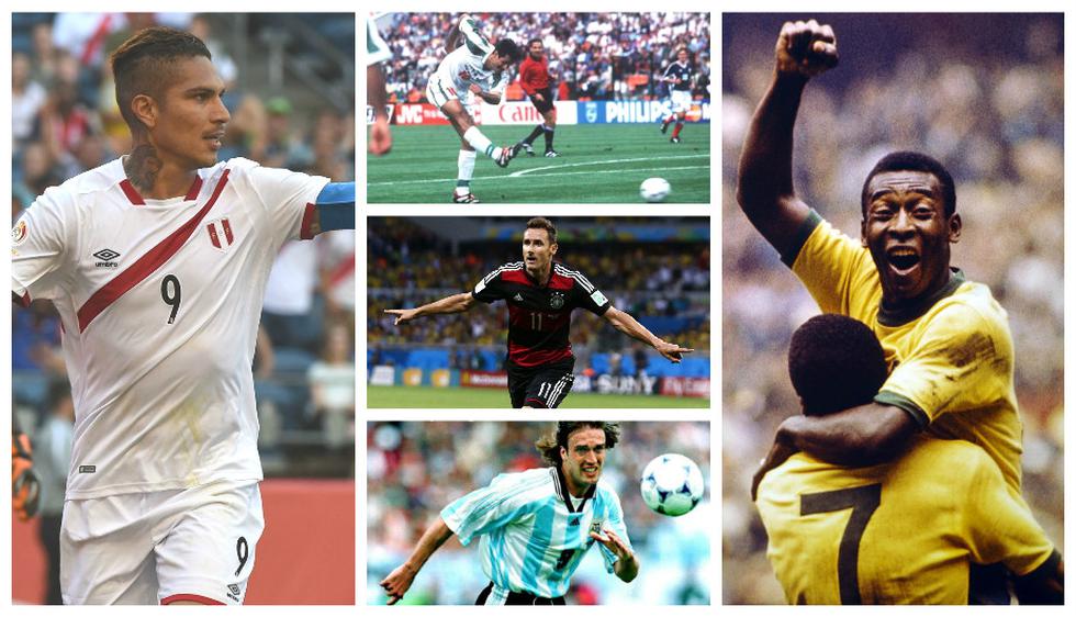 Paolo Guerrero, Pelé, Batistuta, Klose, Ali Daei, goleadores históricos de sus respectivas selecciones. (USI)