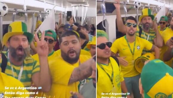 En esta imagen se aprecia a los hinchas brasileños que hicieron un cántico que no ha gustado a muchos argentinos. (Foto: @goleada_info / Twitter)