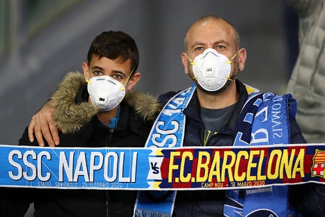 Barcelona vs. Napoli: el coronavirus en el San Paolo. (Getty)