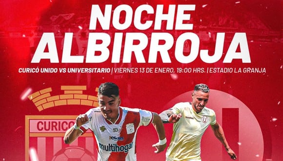 Universitario de Deportes se medirá ante Curicó Unido en la 'Noche Albirroja'. (Foto: @curicounidocdp / Twitter)
