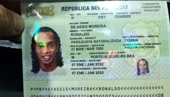 Este fue el pasaporte que presentó Ronaldinho para ingresar a Paraguay. (Foto: SportsCenter)