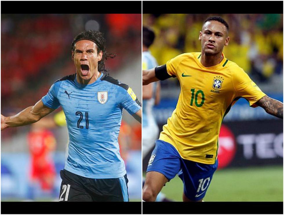 Posibles alineaciones de Uruguay y Brasil (Getty Images).