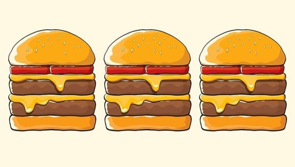 En este divertido acertijo, trata de identificar qué hamburguesa es diferente en la imagen. (Foto: Bright Side)
