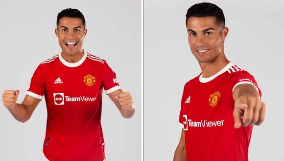 Cristiano Ronaldo posó con la nueva camiseta de Manchester United. (Foto: @ManUtd)