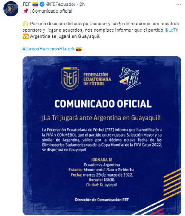 Qué fecha de Argentina Ecuador juega en Guayaquil