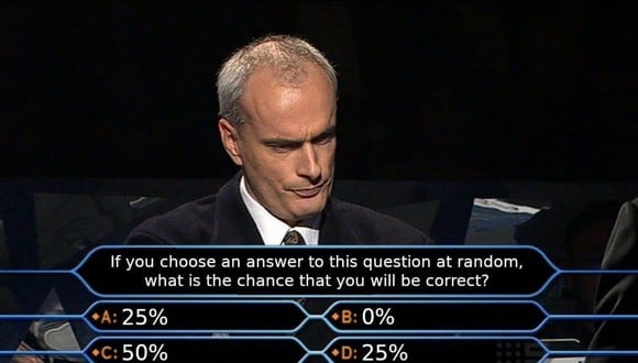 "¿Qué probabilidades tienes de acertar esta pregunta?", la interrogante que causa furor en las redes sociales por, aparentemente, no tener respuesta. (Foto: Twitter/@Sci_Phile)