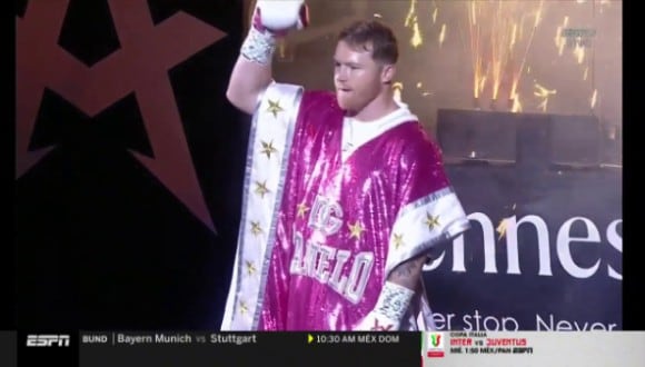 Canelo Álvarez fue ovacionado cuando ingresó al ring del T-Mobile Arena de Las Vegas. (Captura: ESPN)