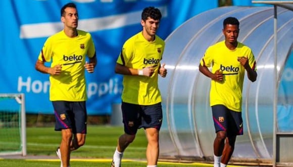 Busquets, Ansu Fati y Aleñá adelantaron pretemporada. (Foto: FC Barcelona)