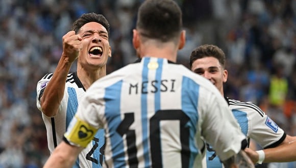 A los 32 minutos, Nahuel Molina adelantó para Argentina frente a Países Bajos en Doha. (Foto: AFP)