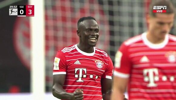 Sadio Mané marcó el 3-0 para el Bayern Munich vs. Frankfurt. (Foto: Captura ESPN)