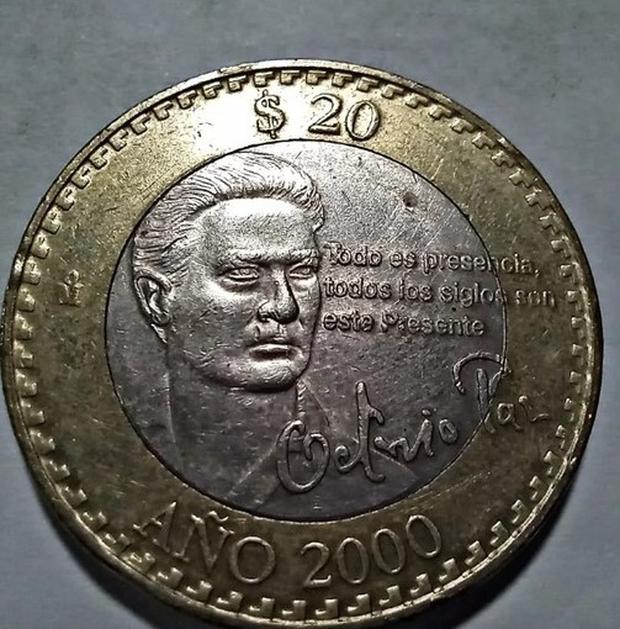 Moneda en conmemoración de Octavio Paz (Foto: Mercado libre)