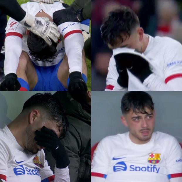 Pedri salió llorando del campo por lesión en el Barcelona vs. Athletic Bilbao. (Foto: X).