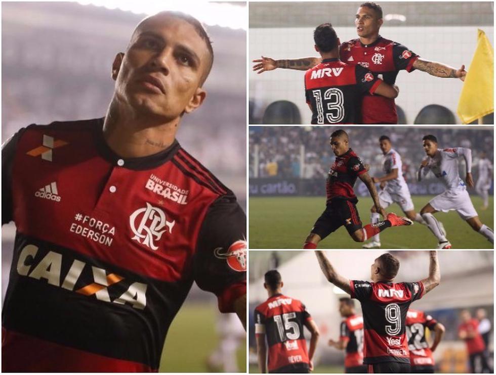 Las mejores postales del gol, festejo y actuación de Paolo Guerrero en duelo ante Santos por Copa de Brasil. (Fotos: Flamengo)
