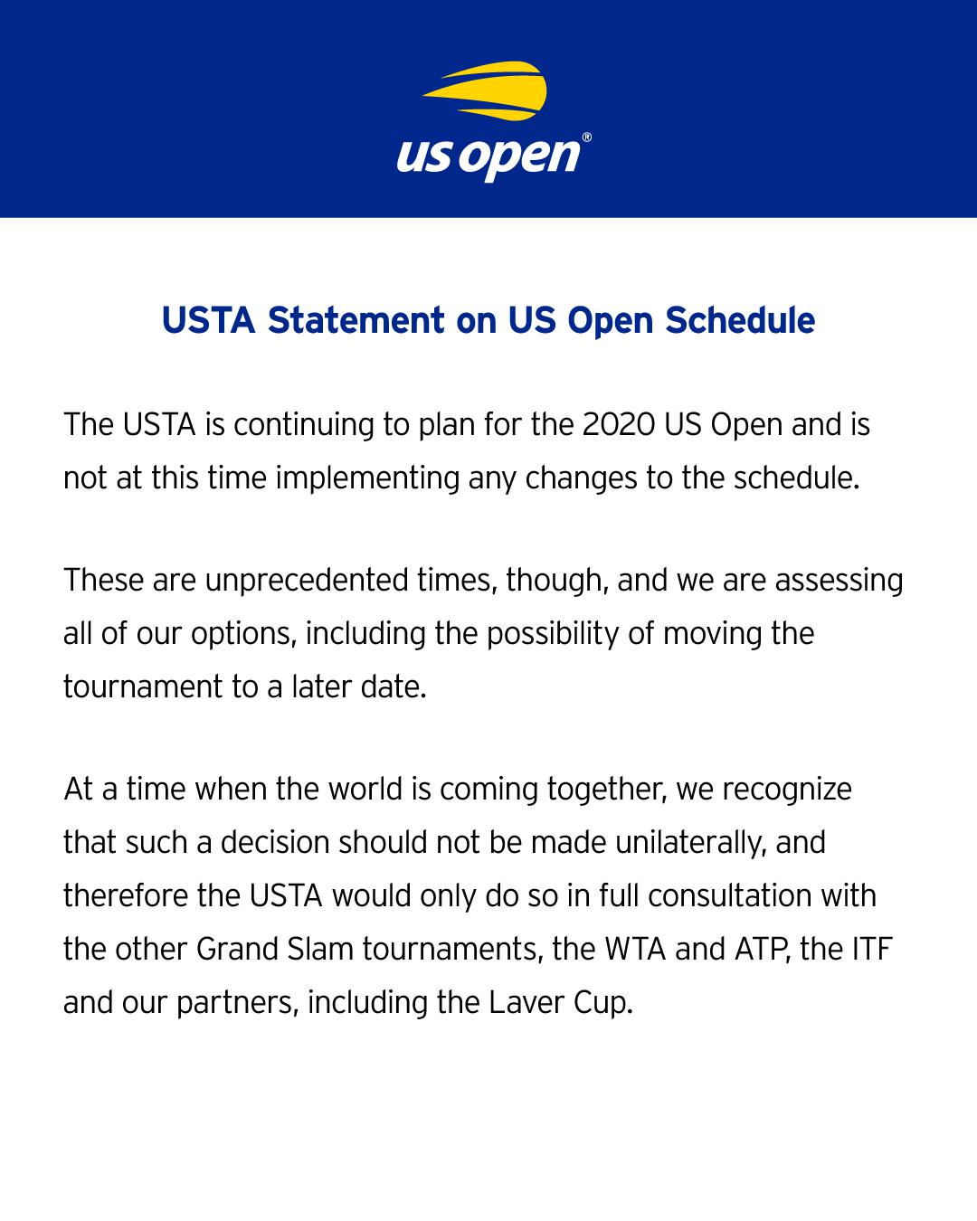 Comunicado del US Open.