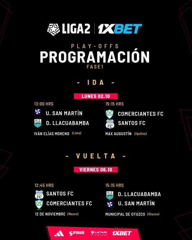 Programación de los play-offs de ascenso en la Liga 2. (Imagen: Liga 2)