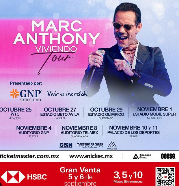 Ocesa confirmed the arrival of Marc Anthony in Mexico (Photo: Ocesa/Instagram)