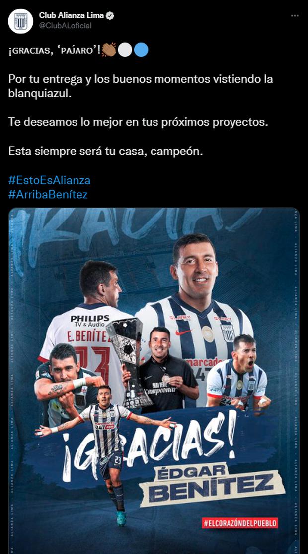 Alianza Lima se despidió de Edgar Benítez (Captura)