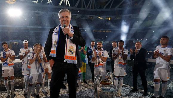 Ancelotti volvió a entonar el himno de la 'Décima' en el Bernabéu.