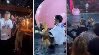 Video viral: Rodrigo De Paul lanza invitados a la piscina en la fiesta de cumpleaños de Tini