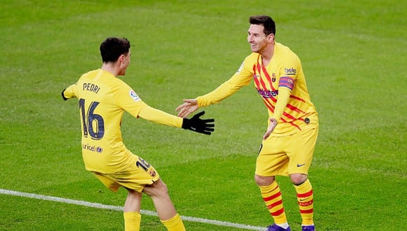Leo Messi y Pedri juegan juntos por primera vez en el FC Barcelona. (Getty)