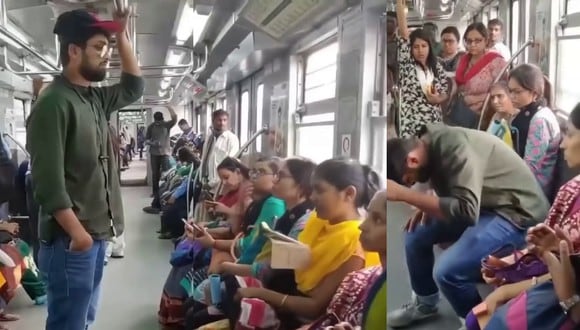 Un video viral muestra la táctica de un joven para hacerse siempre de un asiento en el metro. | Crédito: @tube.indian / Instagram