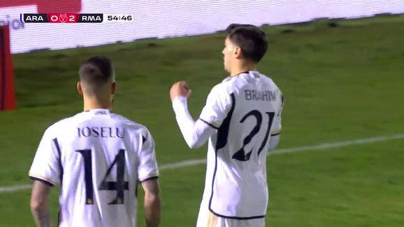 Gol de Brahim Díaz para el 2-0 Real Madrid vs. Arandina por la Copa del Rey. (Vídeo: X).