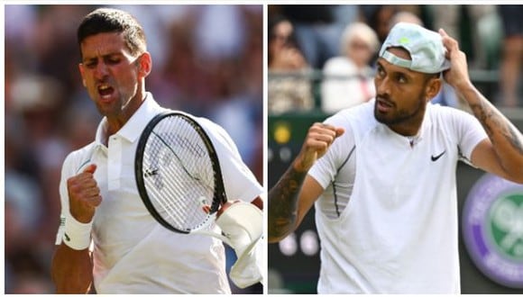 Djokovic y Kyrgios se enfrentarán este domingo 10 de julio por el título de Wimbledon. (Foto: AFP)
