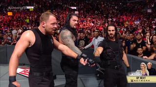 ¡Volvió The Shield! Roman Reigns, Rollins y Ambrose rompieron mesa con el cuerpo de Strowman en RAW [VIDEO]