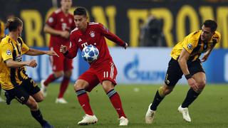 Con James Rodríguez: Bayern Munich venció 2-0 a AEK Atenas por la Champions League 2018