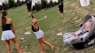 El VIDEO VIRAL del bebé que ríe a carcajadas al ver el fallido “swing” de su madre jugando al golf