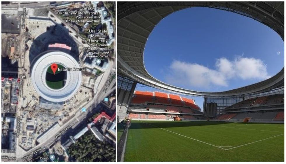 El Estadio Central de Ekaterimburgo albergará cuatro partidos en Rusia 2018. (Foto: Getty Images / Captura: Google Maps)