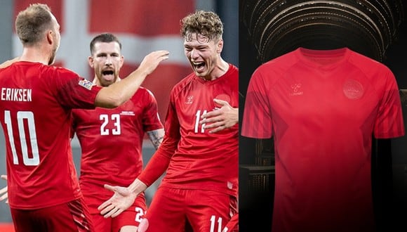 Hummel ha ocultado su logo de la camiseta de Dinamarca para el Mundial Qatar 2022. (Foto: DBU)
